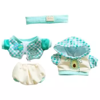 nianyyhouse 20 см мягкая игрушка одежда повязка на голову толстовка пальто штаны хлопковая кукла наряд (зеленый)