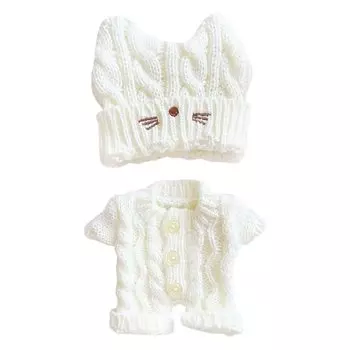 nianyyhouse 20 см мягкая одежда для животных шапка для котенка белый шерстяной комбинезон хлопок кукольная одежда наряд (В) белый