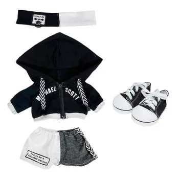 nianyyhouse 40 см мягкая одежда для животных свободная повязка для волос толстовка с капюшоном цветные шорты парусиновая обувь нарядные хлопковые кукольные аксессуары (черный)