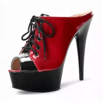 Nianzhe, your 15cm high heels, thin heels, waterproof front lace-up decorative women s shoes, fashionable color matching, fish mouth cool slippers. 34 белый