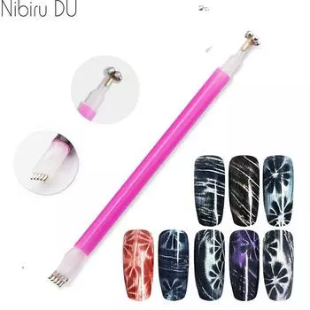 Nibiru DU дизайн ногтей магнитная палочка «кошачий глаз» цветочный дизайн магнитная ручка с двойной головкой DIY магнитная палочка инструмент для ногтей