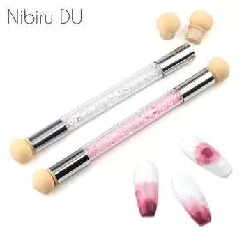 Nibiru DU Nail Art Двусторонние градиентные кисти Акриловая ручка со стразами Кисть для дизайна ногтей Инструмент для дизайна ногтей
