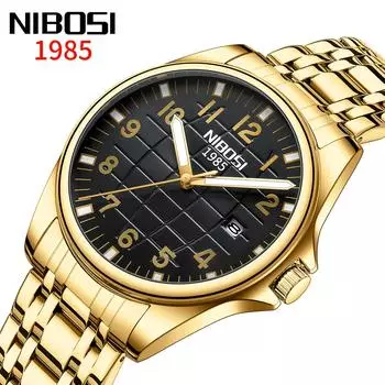 NIBOSI модные простые студенческие часы из нержавеющей стали, мужские часы, светящиеся в темноте, водонепроницаемые