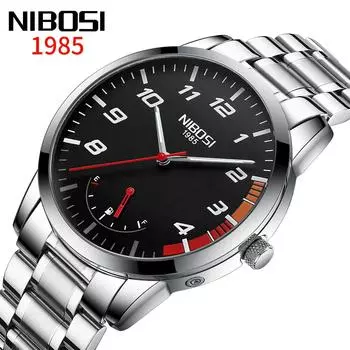 NIBOSI Простые индивидуальные мужские часы, кварцевые часы с твердым стальным ремешком и двойной кнопкой, бабочкой, мужские