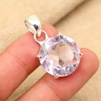 Nice Pink Kunzite Gemstone Handmade 925 Sterling Silver Jewelry Pendant For Her