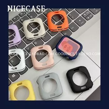 Nicecase New Arrival Pure Color Silicone Case Frame Suitable for Apple Applewatch8765 Generation Se Tide Ultra Silicone soft shell-dark blue 46mm(S10)