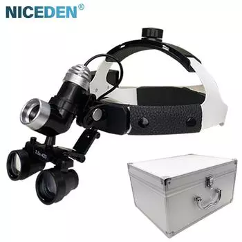 NICEDEN 7W Dental LED Head Light Lamp For Binocular Loupes Brightness Spot Ajustable Dental Lab Headlamp Surgical Headlight 3.5x