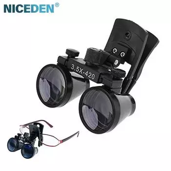 NICEDN/ Лупа для врача с верхним зажимом для очков 3,5X420, совместимая со всеми очками, меняющими зрачки, стоматологическими лупами 3.5x