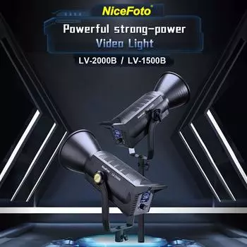 NiceFoto LV-2000B Светодиодный светильник для видеосъемки, 200 Вт, мощный светильник для фотосъемки, 5600K+/-200K, регулируемая температура 200W EU standar чёрный