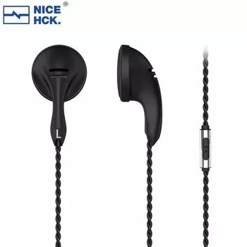 NiceHCK-B40 Наушники с плоской головкой PK123 Fever HIFI Наушники для сна с человеческим голосом и проводным управлением с берушами without MIC чёрный