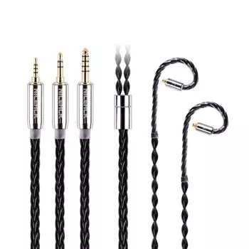 NICEHCK BlackCat Ultra Earphone 8 Core Zinc Copper Alloy Oil Soak Material Plug MMCX Connector Upgrade Cable Detachable Metal Connector Sound Quality