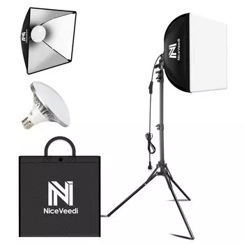 NiceVedi Photography Softbox 40x40 см Light Box Комплект светодиодного освещения для фотосъемки с регулируемым штативом 160 см Комплект складного освещения для фотосъемки 5400K
