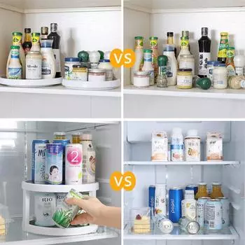 NICEYARD Kitchen Rotating Organizer Turntable Condiment Storage Rack 1 Tier Tray Round Shelf Spice Rack Pantry Cabinet