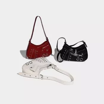 Niche 2024 Весна Новый тренд Spice Girl Панк Масло Воск Кожа Подмышки Одно Плечо Кроссбоди Женская Сумка красный