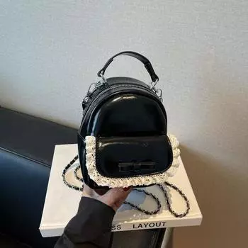 Niche backpack women s new trendy fashion versatile commuter small backpack high-end hand bag чёрный