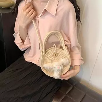 Niche bag women s 2024 new fashionable cute small round bag leisure vacation beach bag beautiful leisure handbag хаки