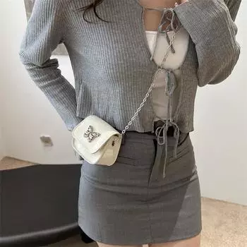 Niche bag women s 2024 summer new fashion butterfly lock shoulder bag texture light luxury commuter messenger chain bag чёрный