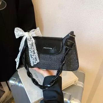 Niche bag women s new summer fashion messenger bag underarm small square bag чёрный