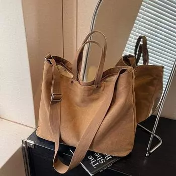 Niche Bag Женская холщовая сумка большой вместимости Crossbody Большая вместительная сумка через плечо Повседневная сумка-тоут для поездок на работу коричневый