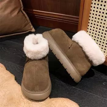 Niche big-headed snow boots women s winter new velvet warm platform short boots bread snow cotton shoes 35