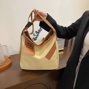 Niche большая вместительная сумка-тоут женская 2024 новая повседневная простая холщовая сумка студенческая сумка через плечо чёрный