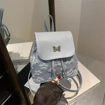 Niche bow рюкзак женский 2024 новый осенний модный повседневный маленький рюкзак дорожный рюкзак белый