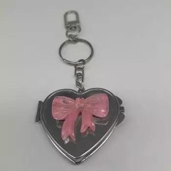 Niche Bow Love Mirror Keychain Y2K Niche Bag Charm one size