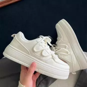Niche breathable thick-soled little white shoes for women s autumn and winter 2025 new popular campus students versatile sports shoes board shoes 35 белый
