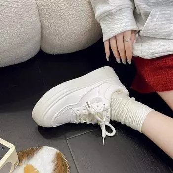 Niche breathable thick-soled little white shoes for women s 2024 spring and autumn new popular student versatile casual sports board shoes 36 белый