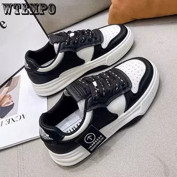 Niche Casual Flat Female Shoes Single Shoes Skate Shoes Original Sports Shoes Female Bottom Up Airy Shoes Running Shoes 35 чёрный