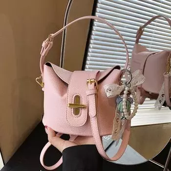 Niche Commuter Handbag Women S Shoulder Handbag Simple Casual Messenger Underarm Bag without pendant розовый