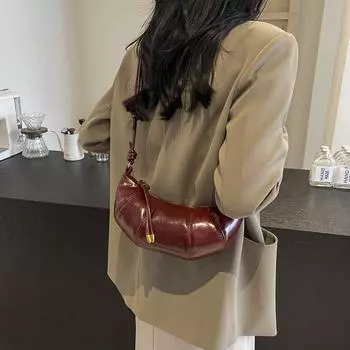 Niche croissant женская сумка весна-лето 2024 года новая корейская простая сумка через плечо универсальная сумка-мессенджер для пельменей темно-коричневого