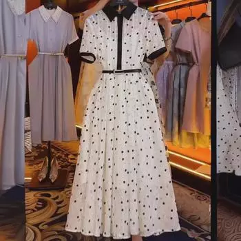 Niche Design 2024 женское летнее чайное платье в горошек - элегантная юбка с французской талией L [110-125 lbs]