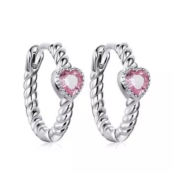 Niche Design Advanced Ear Ring Love Pink Zircon Twist Ear Clip