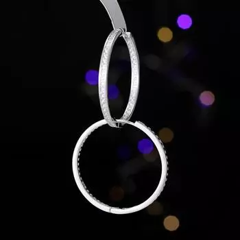 Niche Design Advanced Element Кольцо Серьги-пряжки Цирконовые инкрустированные геометрические большие серьги Простые атмосферные круглые серьги серебряный