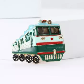 Niche Design Alloy Enamel Green Leather Train Brooch Fashion Universal Men s Clothing Corsage Jewelry Pin