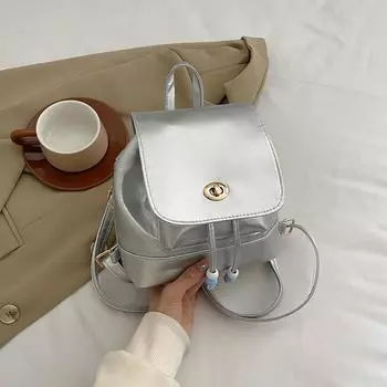 Niche Design Backpack Женская мода Серебряный повседневный маленький рюкзак дорожная сумка серебряный