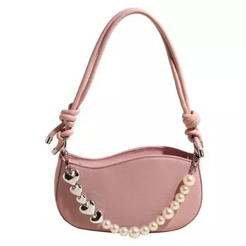 Niche design bag women s high-end sense new beaded trendy versatile commuter shoulder bag portable underarm bag messenger bag розовый