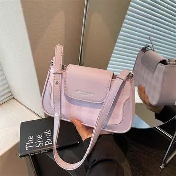 Niche design bag women s new summer versatile messenger bag shoulder underarm small square bag фиолетовый