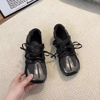 Niche design ballet shoes single shoes women s spring new square head retro sports casual Mary Jane shoes 35