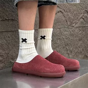 Niche design Baotou half-drag men s and women s sandals summer one-pedal couple 45773-35773 red-J 38