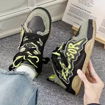 Niche design: black samurai version, bread shoes, casual new national tide brand dad shoes, sports skateboarding, live shoes 39 армия зеленый