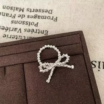 Niche Design Bow Broken Silver Beaded Ring Female Sweet Cute Personality Fashion Versatile Ring Ring