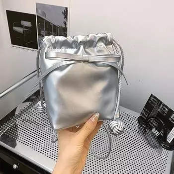 Niche design bow mini small bag women s new summer foreign style shoulder messenger bag mobile phone bag чёрный