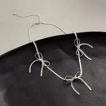 Niche Design Bow Snake Bone Chain Necklace Women S Light Luxury High-End Simple Personality Fashion Neck Chain Collarbone Chain