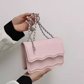 Niche design chain small square bag women s 2024 spring new textured shoulder bag fashionable and simple messenger bag белый