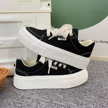 Niche design classic trendy women s models 2025 spring and summer new casual versatile flat-bottomed black Korean version of canvas shoes tide 35 бежевый