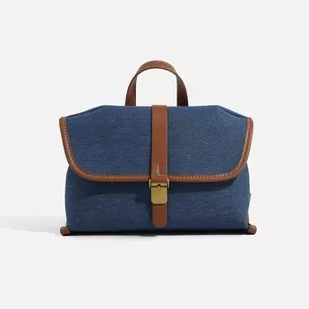 Niche Design Cloth Messenger Bag, Women s Summer Casual Canvas Bag, Single-shoulder Crossbody Hand-held Small Square Bag синий