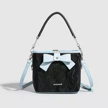 Niche Design Commuter Shoulder Bag All Crossbody Bag Fashion Retro Bow Bucket Bag Woman