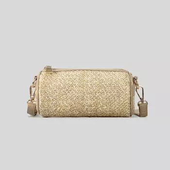 Niche Design Cylinder Straw Bag Summer Seaside Holiday Wind Single Shoulder Crossbody Bag Leisure Handbag хаки